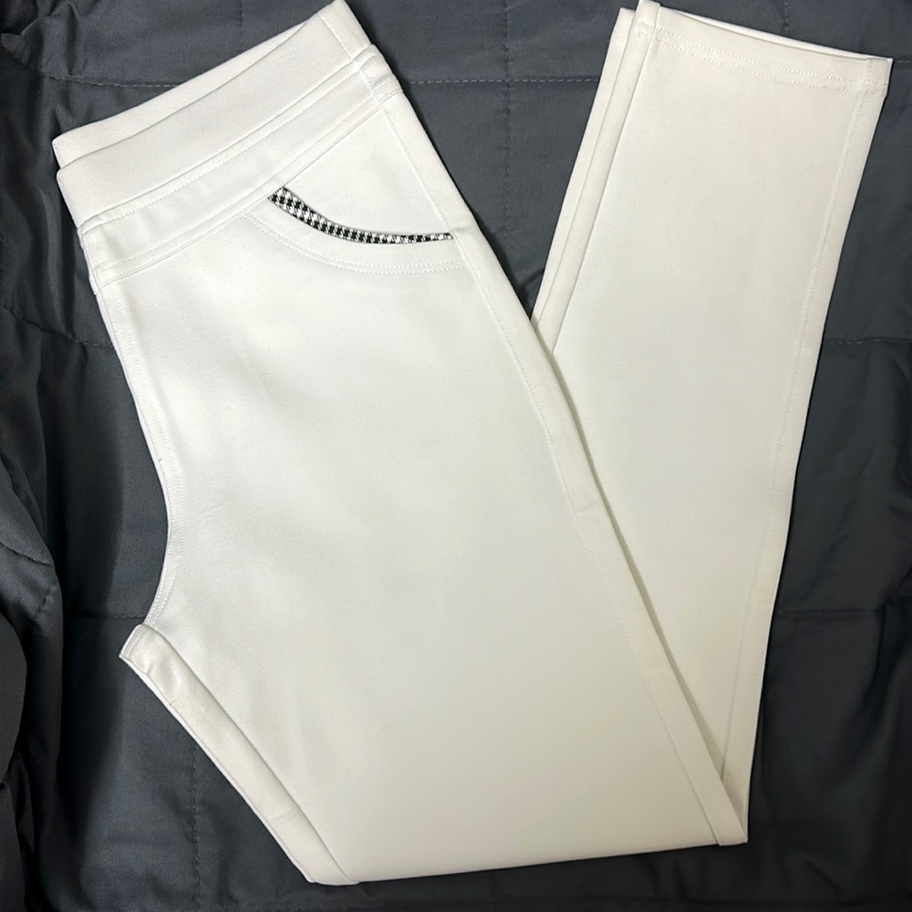 (NWOT) Gingham lined white pants
